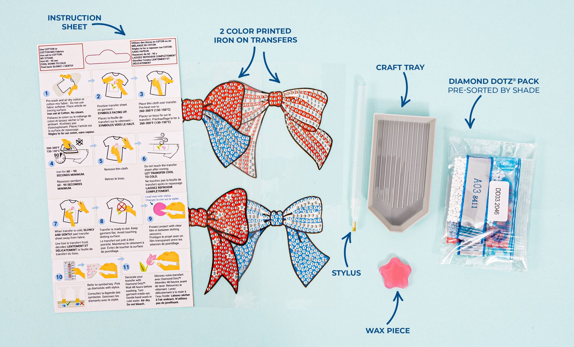 Diamond Dotz® Red, White & Blue Patriotic Bows Iron-On 'n' Dot Kit